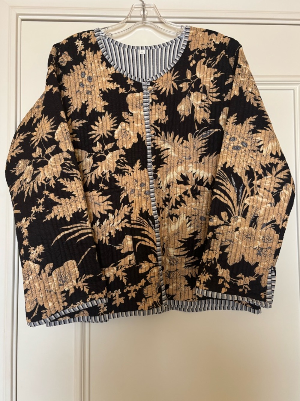 Black & Gold Floral Quilted Jacket